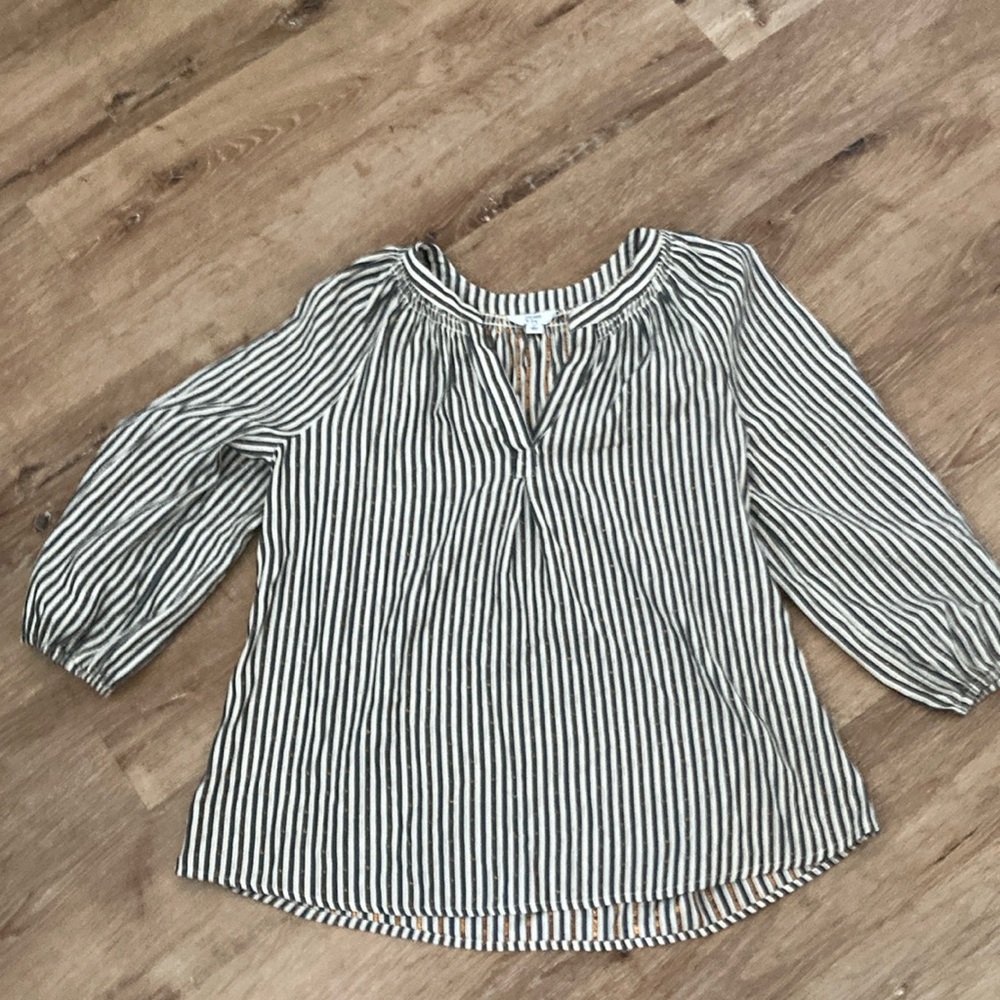 NWOT Striped Metallic Dot Top